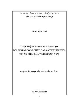 Luận văn Thực hiện chính sách đào tạo, bồi dưỡng công chức cấp xã từ thực tiễn thị xã Điện bàn, tỉnh Quảng Nam