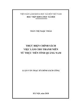 Luận văn Thực hiện chính sách việc làm cho thanh niên từ thực tiễn tỉnh Quảng Nam