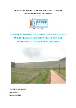 Optimal reservoir operation for water supply in dry season: the case study of cua dat reservoir in the ma - Chu river basin