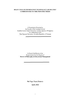 A Dissertation Presented to the Faculty of the Graduate School Southern Luzon State University, Lucban, Quezon, Philippines In Collaboration with Thai Nguyen University, Socialist Rep