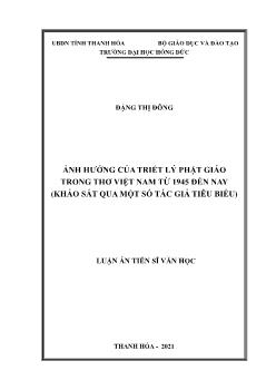 Ảnh hưởng của triết lý phật giáo trong thơ Việt Nam từ 1945 đến nay (khảo sát qua một số tác giả tiêu biểu)