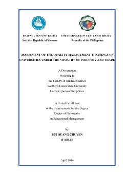 Assessment of the quality management trainings of universities under the ministry of industry and trade