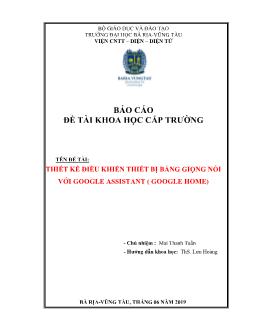 Báo cáo Đề tài - Thiết kế điều khiển thiết bị bằng giọng nói với google assistant (google home)