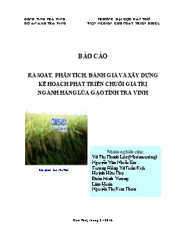 Báo cáo Rà soát, phân tích, đánh giá và xây dựng kế hoạch phát triển chuỗi giá trị ngành hàng lúa gạo tỉnh Trà Vinh