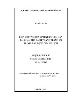 Biến đổi văn hóa sinh kế của cư dân tại quần thể danh thắng Tràng an trước tác động của du lịch