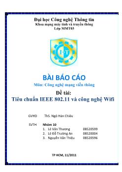 Đề tài Tiêu chuẩn IEEE 802. 11 và công nghệ Wifi