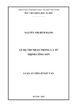 Luận án Ẩn dụ tri nhận trong ca từ Trịnh Công Sơn