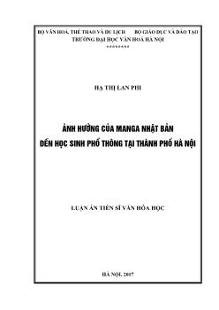 Luận án Ảnh hưởng của Manga Nhật bản đến học sinh phổ thông tại thành phố Hà Nội