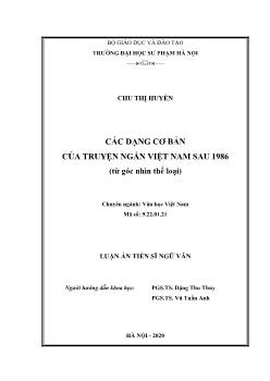 Luận án Các dạng cơ bản của truyện ngắn Việt Nam sau 1986 (từ góc nhìn thể loại)