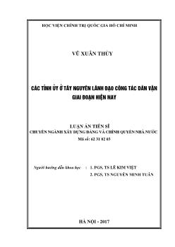 Luận án Các tỉnh ủy ở Tây nguyên lãnh đạo công tác dân vận giai đoạn hiện nay