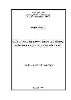 Luận án Cái bi trong hệ thống phạm trù mĩ học, biểu hiện và giá trị thẩm mĩ của nó