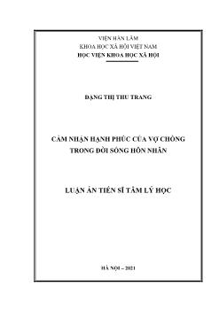 Luận án Cảm nhận hạnh phúc của vợ chồng trong đời sống hôn nhân