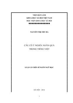 Luận án Câu có ý nghĩa nhân quả trong Tiếng Việt