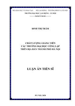 Luận án Chất lượng giảng viên các trường đại học công lập trên địa bàn thành phố Hà Nội