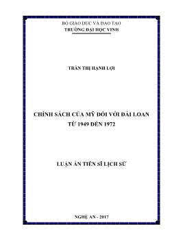 Luận án Chính sách của Mỹ đối với Dài loan từ 1949 đến 1972