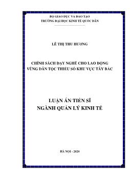 Luận án Chính sách dạy nghề cho lao động vùng dân tộc thiểu số khu vực tây bắc