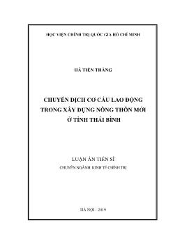 Luận án Chuyển dịch cơ cấu lao động trong xây dựng nông thôn mới ở tỉnh Thái Bình