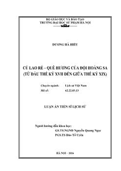 Luận án Cù lao ré – quê hương của đội Hoàng sa (từ đầu thế kỷ XVII đến giữa thế kỷ XIX)