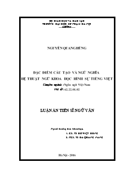 Luận án Đặc điểm cấu tạo và ngữ nghĩa hệ thuật ngữ khoa học hình sự Tiếng Việt