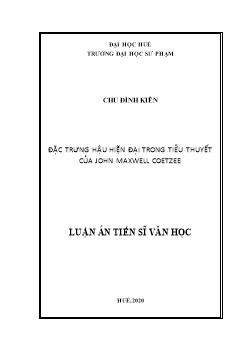 Luận án Đặc trưng hậu hiện đại trong tiểu thuyết của John Maxwell Coetzee