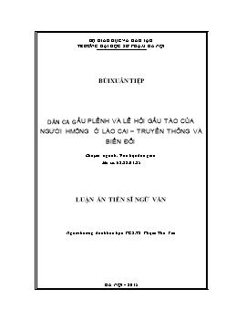 Luận án Dân ca Gầu Plềnh và lễ hội Gầu tào của người Hmông ở Lào cai – truyền thống và biến đổi