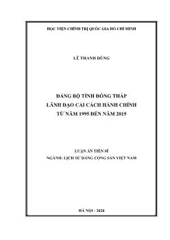 Luận án Đảng bộ tỉnh Đồng tháp lãnh đạo cải cách hành chính từ năm 1995 đến năm 2015