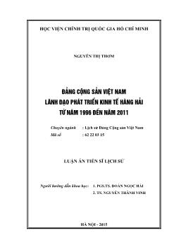 Luận án Đảng cộng sản Việt Nam lãnh đạo phát triển kinh tế hàng hải từ năm 1996 đến năm 2011