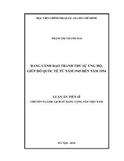 Luận án Đảng lãnh đạo tranh thủ sự ủng hộ, giúp đỡ quốc tế từ năm 1945 đến năm 1954