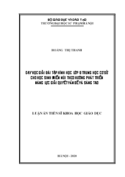 Luận án Dạy học giải bài tởp hình học lớp 8 trung học cơ sở cho học sinh miền núi theo hướng phát triển năng lực giải quyết vấn đề và sáng tạo