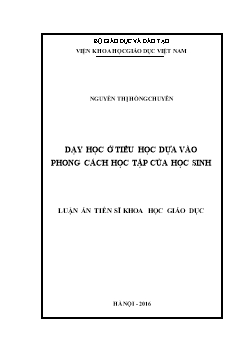 Luận án Dạy học ở tiểu học dựa vào phong cách học tập của học sinh