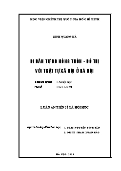 Luận án Di dân tự do nông thôn - Đô thị với trật tự xã hội ở Hà Nội