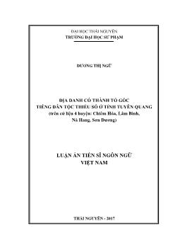 Luận án - Địa danh có thành tố gốc tiếng dân tộc thiểu số ở tỉnh Tuyên Quang