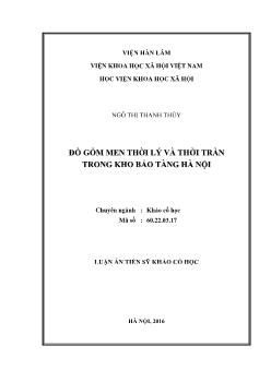 Luận án Đồ gốm men thời Lý và thời Trần trong kho bảo tàng Hà Nội