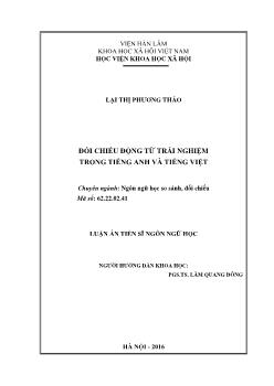 Luận án Đối chiếu động từ trải nghiệm trong tiếng Anh và Tiếng Việt