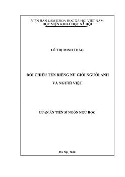 Luận án Đối chiếu tên riêng nữ giới người Anh và người Việt