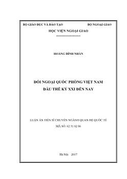 Luận án Đối ngoại quốc phòng Việt Nam đầu thế kỷ XXI đến nay