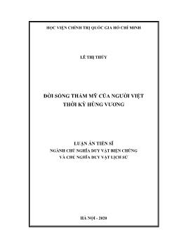 Luận án Đời sống thẩm mỹ của người Việt thời kỳ Hùng Vương