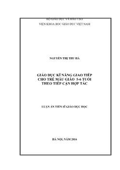 Luận án Giáo dục kĩ năng giao tiếp cho trẻ mẫu giáo 5 - 6 tuổi theo tiếp cận hợp tác