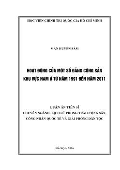 Luận án Hoạt động của một số Đảng cộng sản khu vực Nam á từ năm 1991 đến năm 2011