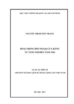 Luận án Hoạt động đối ngoại của Đảng từ năm 1930 đến năm 1945