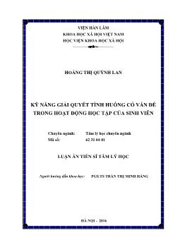 Luận án Kỹ năng giải quyết tình huống có vấn đề trong hoạt động học tập của sinh viên