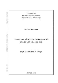 Luận án La thành (Thăng long) trong lịch sử qua tư liệu khảo cổ học