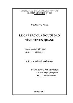 Luận án Lễ cấp sắc của người dao tỉnh Tuyên Quang