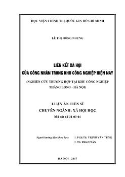 Luận án Liên kết xã hội của công nhân trong khu công nghiệp hiện nay