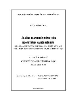 Luận án Lối sống thanh niên nông thôn ngoại thành Hà nội hiện nay