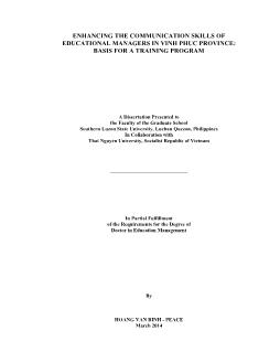 Luận án Nâng cao khả năng giao tiếp cho các nhà quản lý giáo dục trên địa bàn tỉnh Vĩnh Phúc: Cơ sở cho các chương trình đào tạo