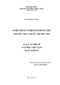 Luận án Nghệ thuật nghịch dị trong tiểu thuyết Việt Nam từ 1986 đến 2012