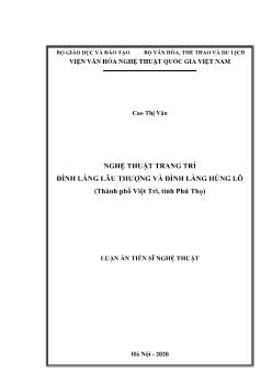 Luận án Nghệ thuật trang trí đình làng lâu thượng và đình làng Hùng lô (thành phố Việt trì, tỉnh Phú Thọ)