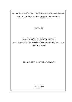 Luận án Nghi lễ mỡi của người Mường (nghiên cứu trường hợp người Mường ở huyện Lạc sơn tỉnh Hòa Bình)