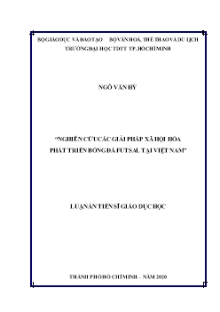 Luận án Nghiên cứu các giải pháp xã hội hóa phát triển bóng đá futsal tại Việt Nam